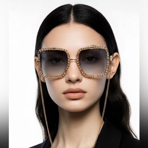 Gucci Accessories - New Authentic Gucci Sunglasses Women's GG1033S 002 Gold Necklace Chain 57-21-215